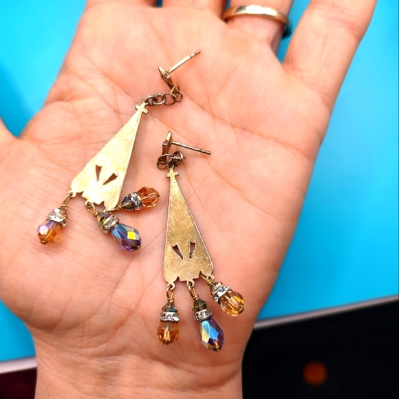 Lori Frantz-Koenig Bundle Hand Beaded Austrian Crystals Brass Necklace E… - Picture 15 of 16